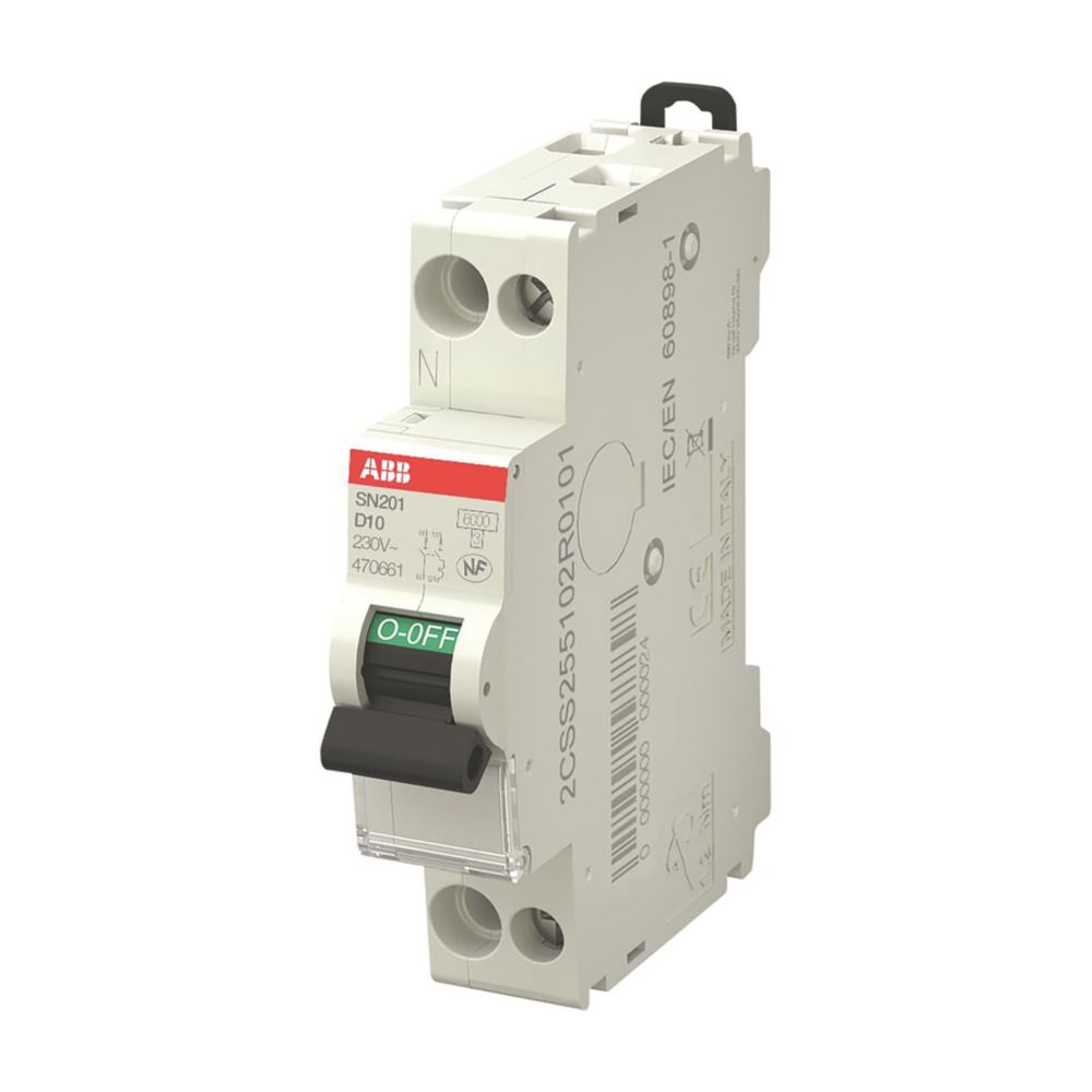 Disjoncteur 10A type D A vis 6kA 1P+N ABB