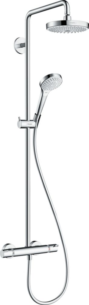 Colonne de douche thermostatique avec mitigeur thermostatique HP/Combi Flexible exposé Hansgrohe Croma Select S blanc/chromé