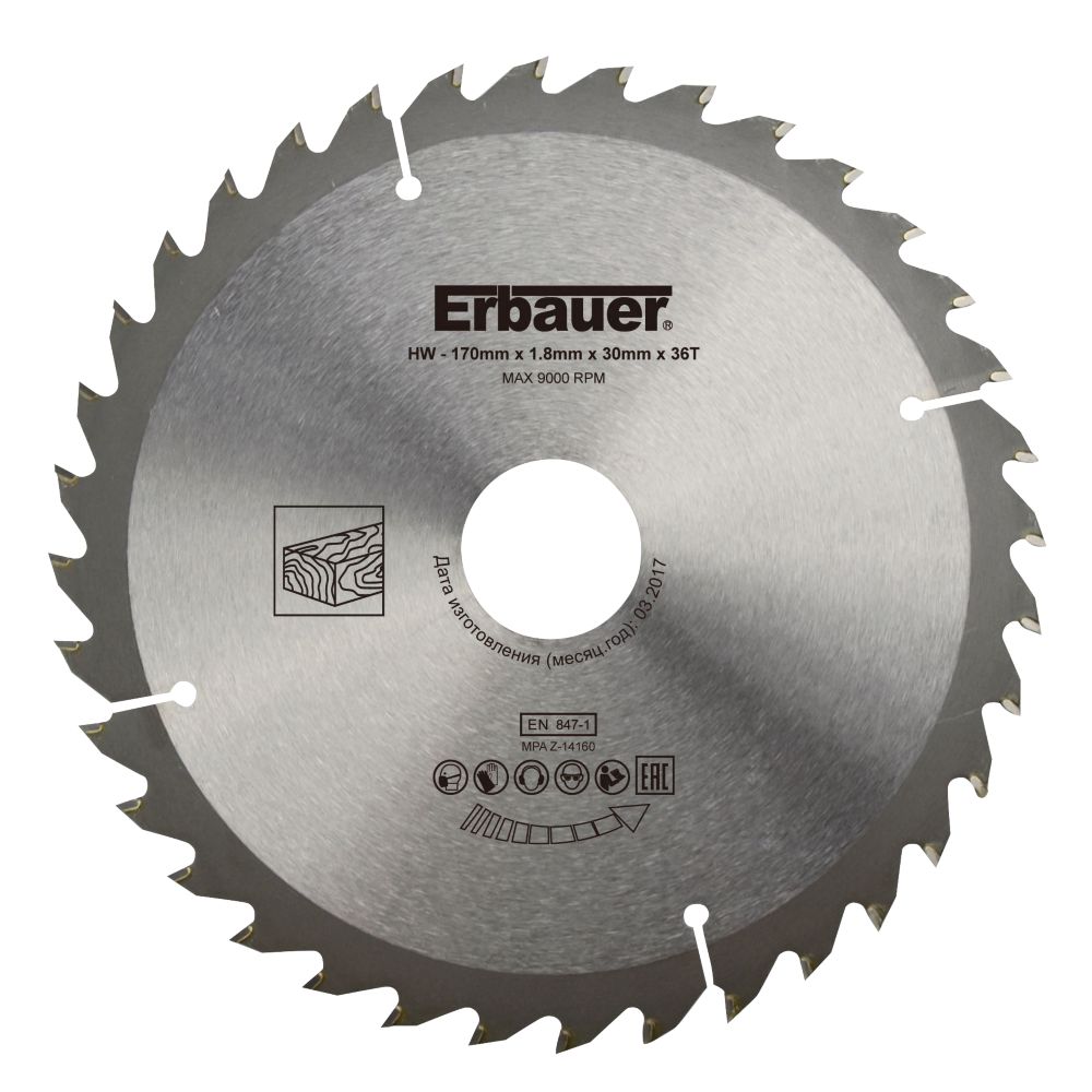Lame de scie circulaire bois 170 x30/20/16 coupe moyenne 36 dents Erbauer
