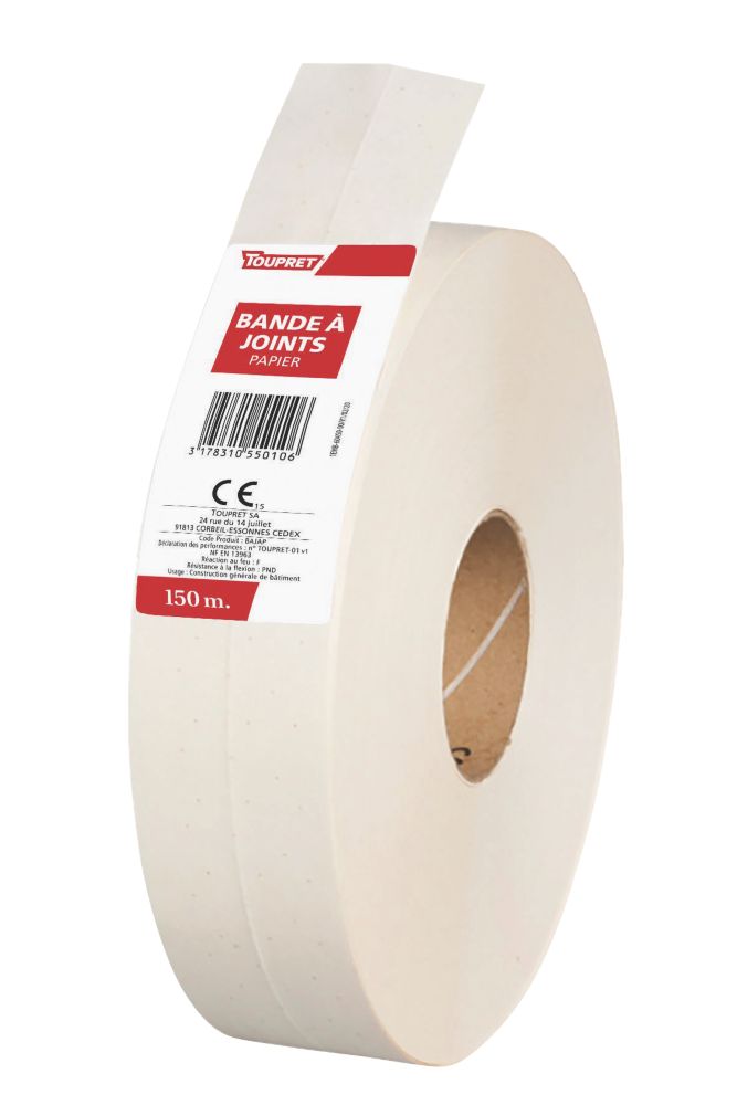 1 bande à joints papier Toupret blanc 150m x 50mm