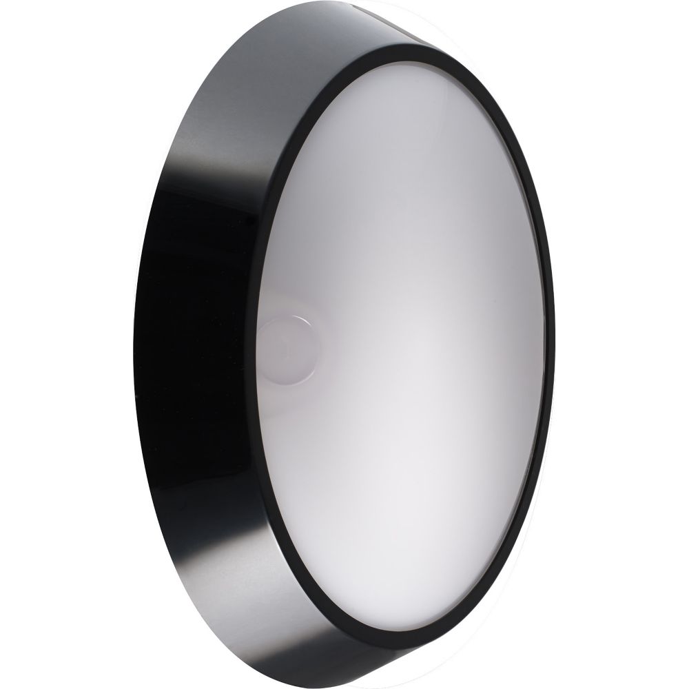 Plafonnier extérieur rond LED en forme de hublot noir Lébénoïd 15W 1 200lm