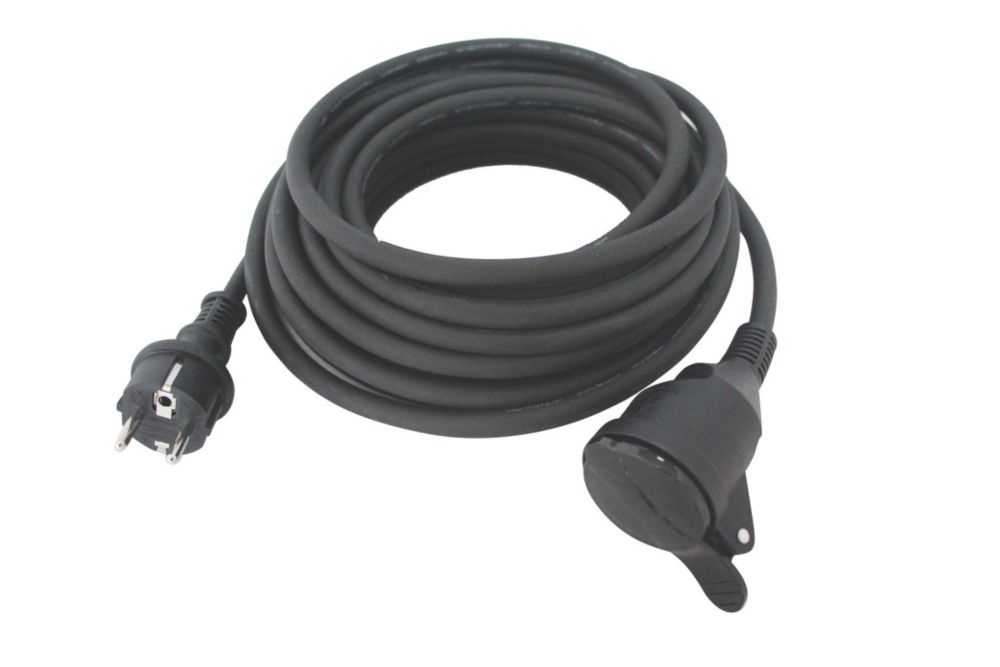 Rallonge électrique H07RNF 1 prise 1.5mm² avec clapet 20m noir