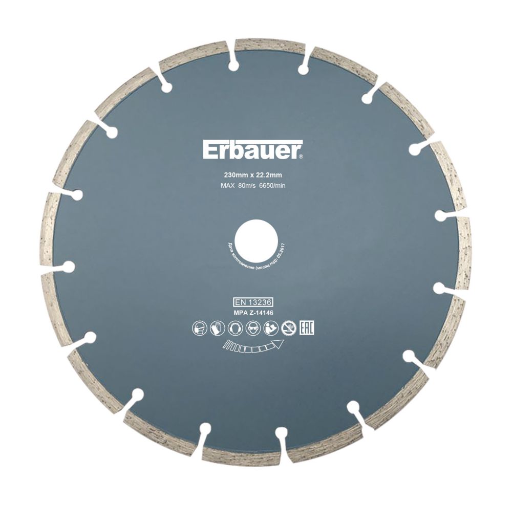 Disque diamant segmenté béton/pierre 230 x 22,2mm Erbauer