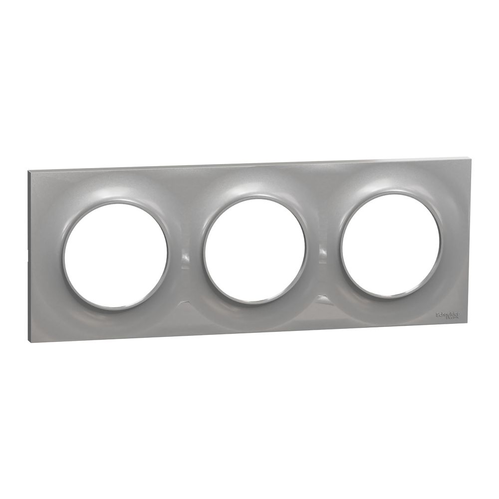 Plaque de finition 3 postes Odace Styl Aluminium Schneider