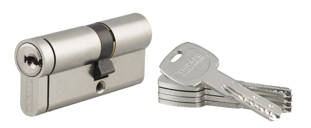 Cylindre de serrure à double entrée en nickel Thirard Transit 2 30x40mm, lot de 1