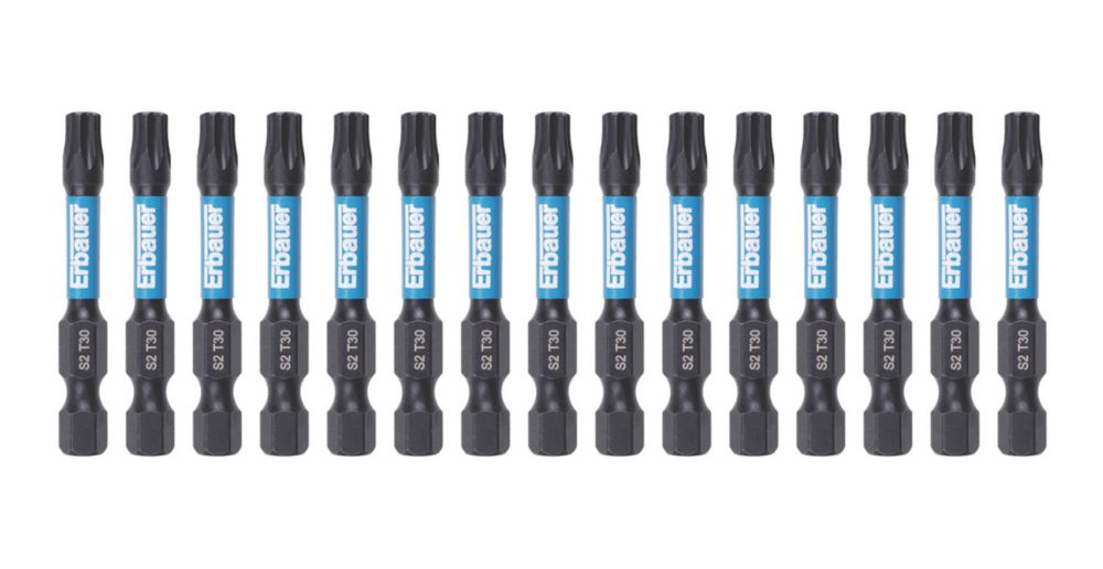 Jeu de 15 embouts TX30 à tige hexagonale 50 mm Erbauer