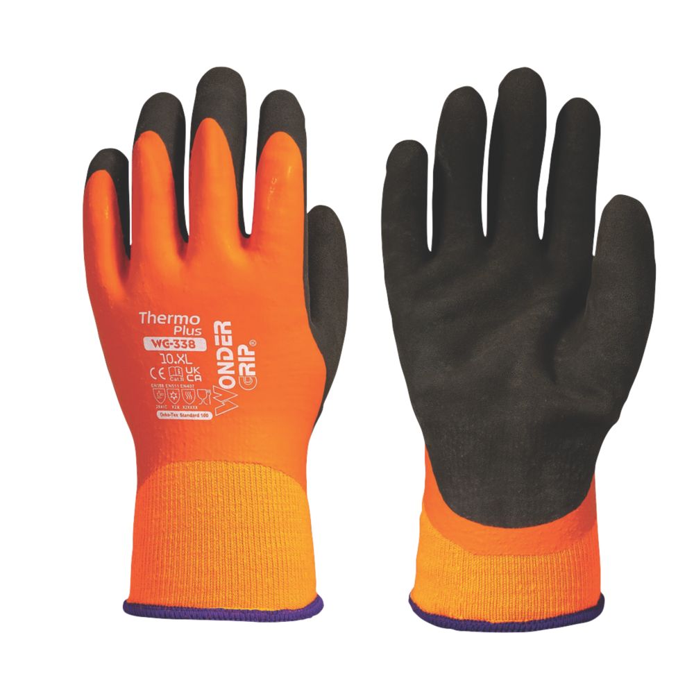 Gants de travail thermiques Wonder Grip WG-338 Thermo Plus orange/noir taille XL
