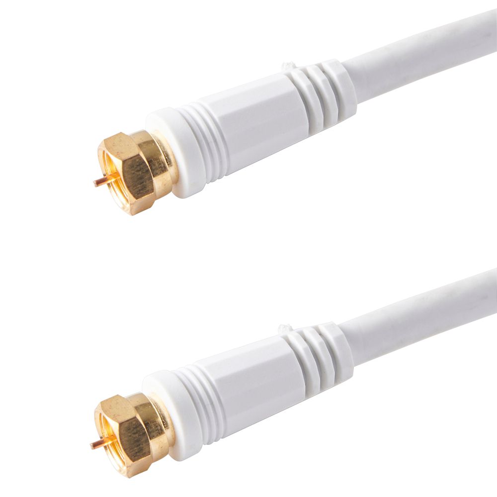 Câble satellite mâle/mâle fiche F avec fiche or, blanc 3m