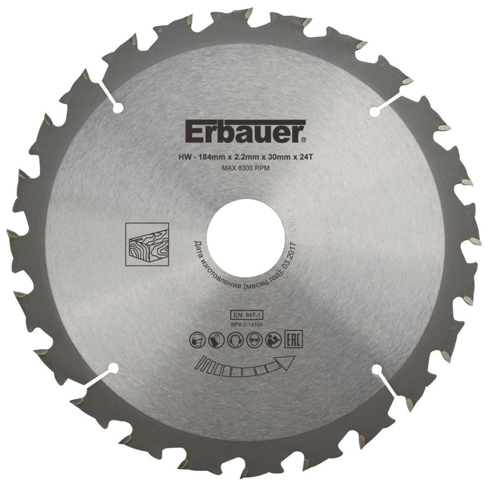 Lame de scie circulaire TCT 184 x 30mm 24 dents Erbauer