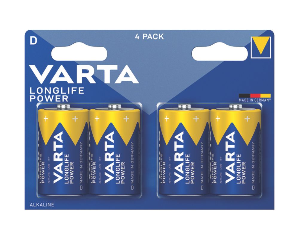 4 piles alcalines Varta Longlife Power D