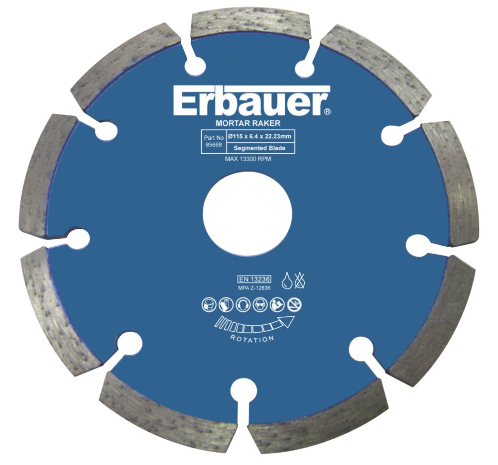 Disque diamant à déjointer béton/pierre 115 x 6,4mm x 22,23mm Erbauer