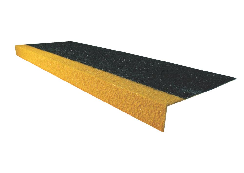 Couvre-marche GRP antidérapant noir et jaune haute visibilité COBA Europe Cobagrip 1 000 x 345 x 55mm