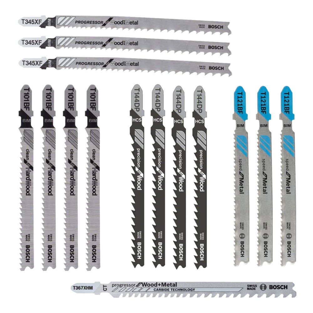 Lot de 15 lames pour scie sauteuse multi matériaux Bosch