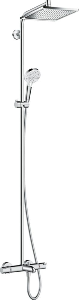 Colonne de douche thermostatique avec mitigeur de baignoire thermostatique HP/Combi Flexible exposé Hansgrohe Crometta E chromé