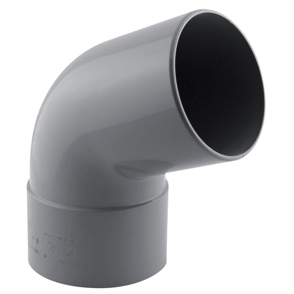Coude PVC NF mâle/femelle à 67° 100mm à coller gris Fitt