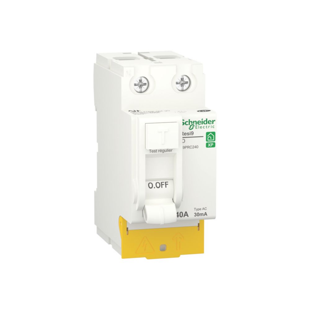 Interrupteur différentiel 40A type AC 30mA 1P+N peignable Resi9 XP Schneider