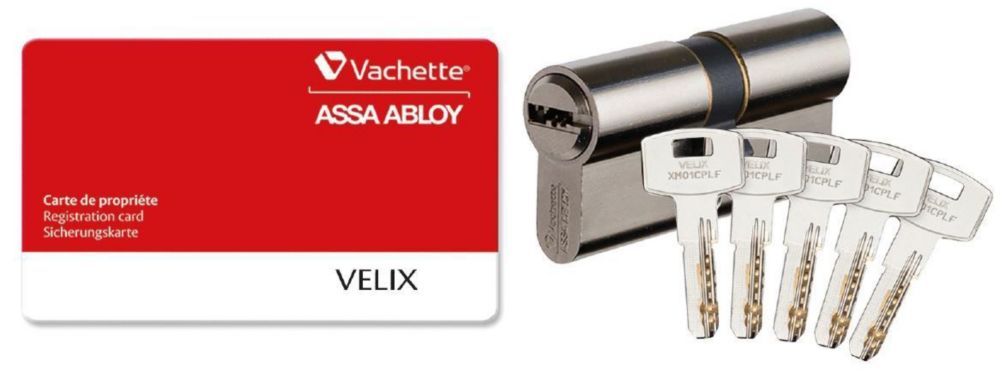 Cylindre Vachette Velix fonction synkro, 6 goupilles 40x50mm nickelé