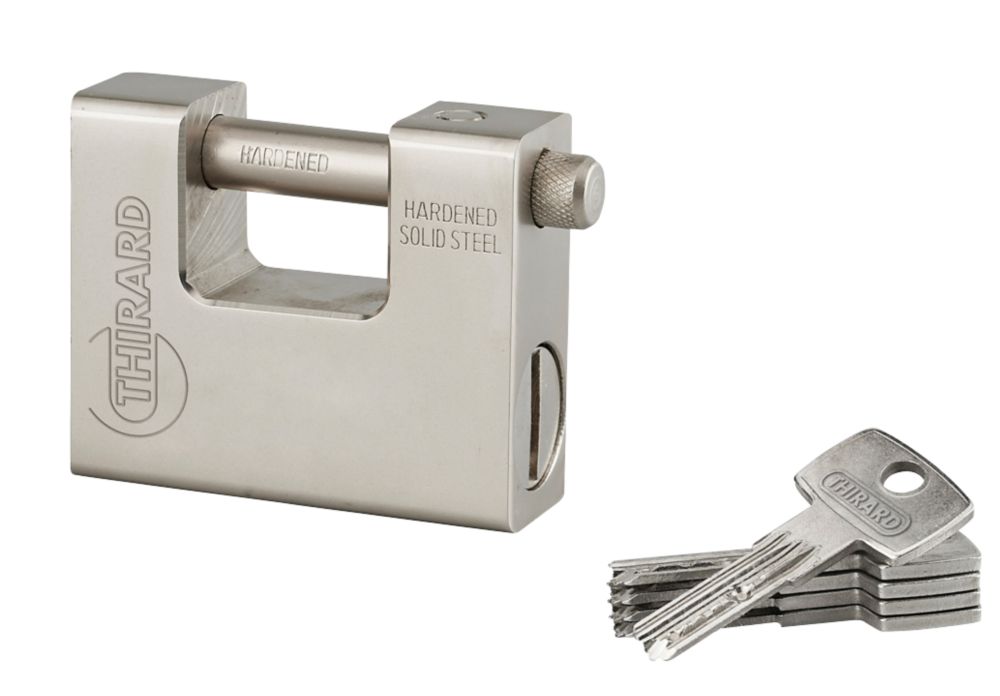 Cadenas à clé à anse fermée toutes conditions météorologiques en acier 84mm Thirard