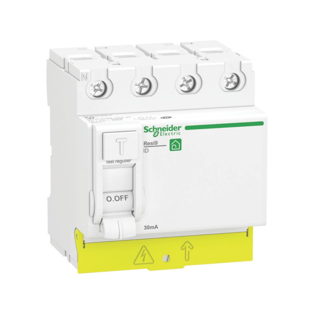Interrupteur différentiel 63A type A 30mA 3P+N peignable Resi9 XP Schneider