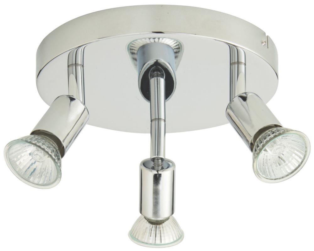 Plafonnier spot Chrome GU10 Sasha Rond 3 lampes 50W