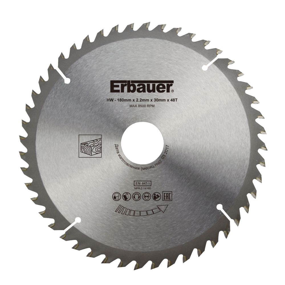 Lame de scie circulaire bois 180 x30/20/16 coupe fine 48 dents Erbauer