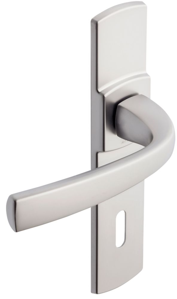 Paire de poignées de porte trou Serrure Vachette MUZE chrome velours