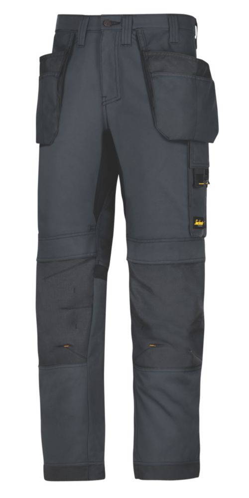 Pantalon de travail AllRoundWork Snickers, gris acier, taille 42, longueur 81 cm