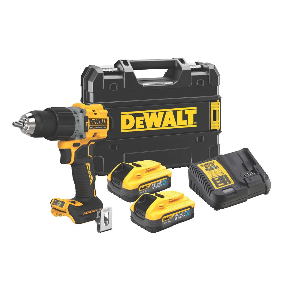 Perceuse visseuse à percussion sans fil brushless DeWalt DCD805H2T-QW 18V 2 x 5,0Ah Li-ion PowerStack + 1 chargeur + 1 coffret