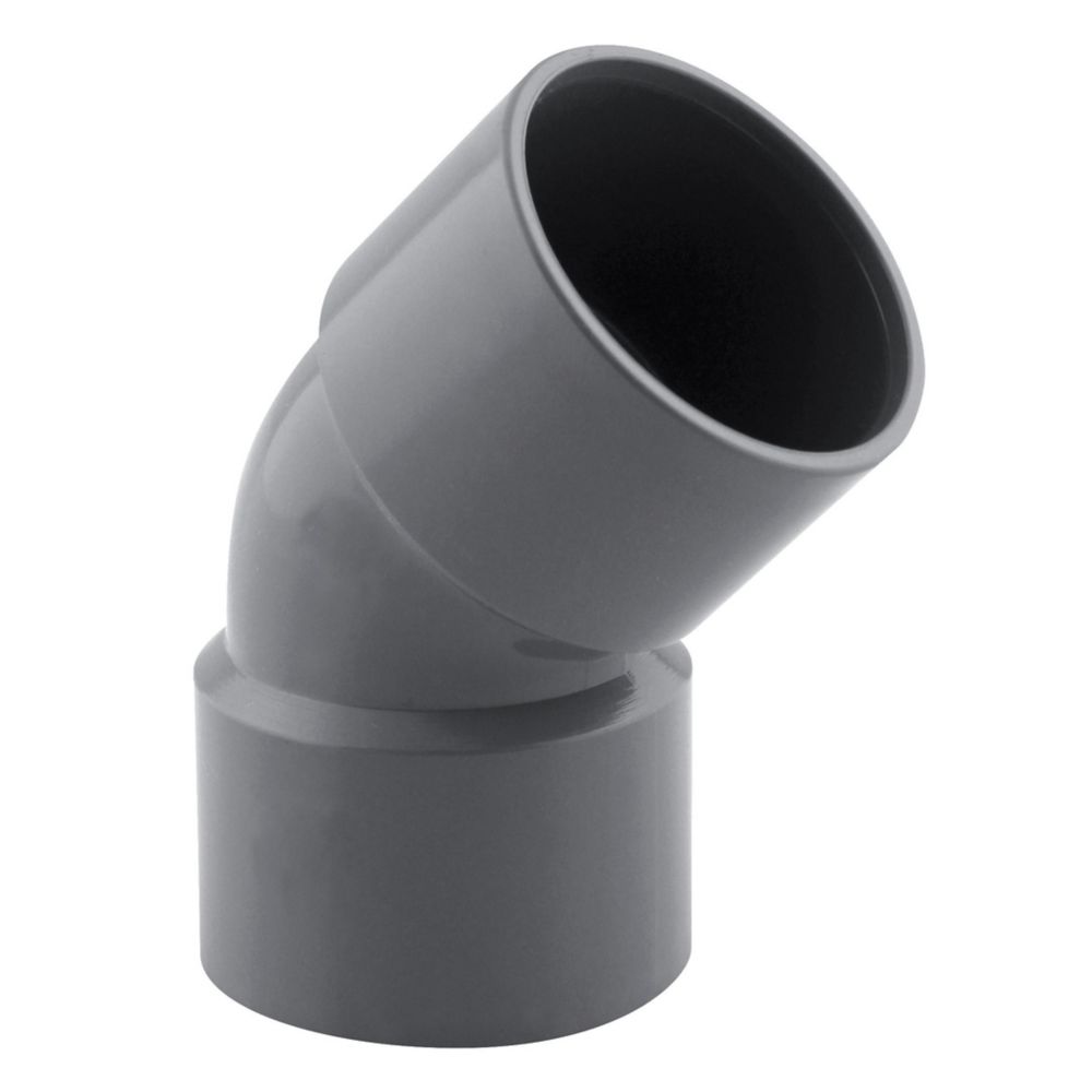 Coude PVC NF femelle à 45° 32mm à coller gris Fitt