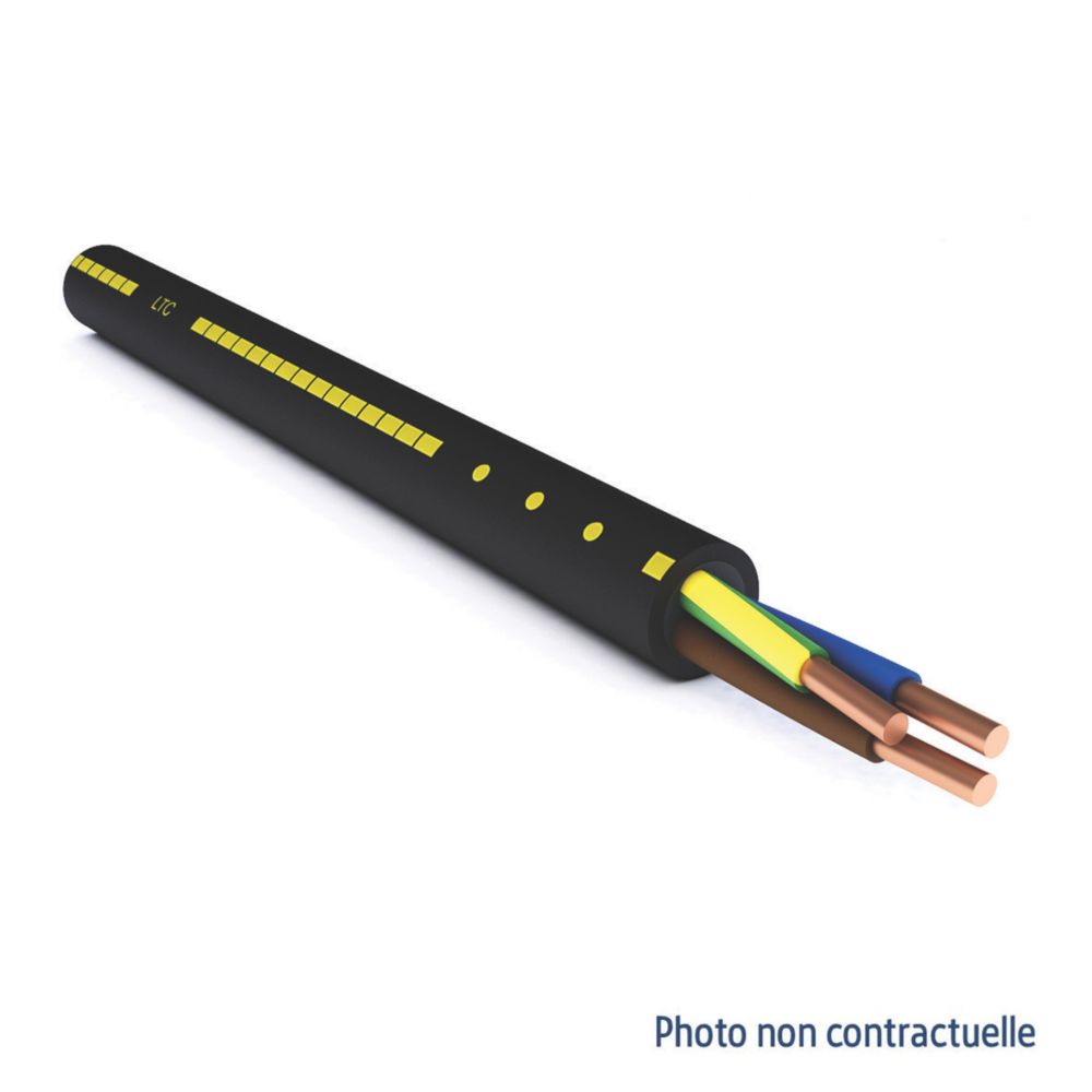 Câble électrique rigide R2V 3G6 mm² 50m noir