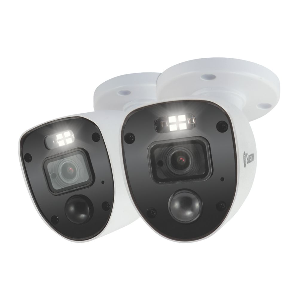 Lot de 2 caméras additionnelles rondes d'extérieur 1080p filaires blanches Swann SWPRO-1080SLPK2-EU