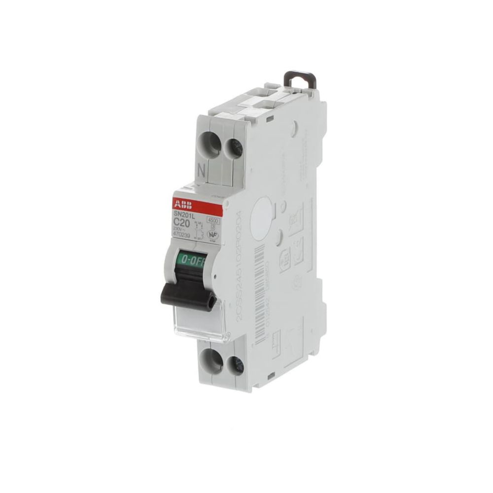 Disjoncteur 20A type C A vis 4,5kA 1P+N ABB