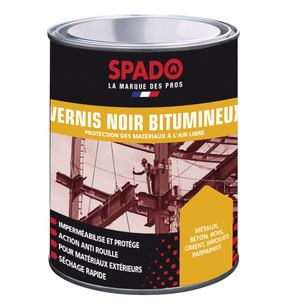 Vernis extérieur asphalte noir Spado 1L