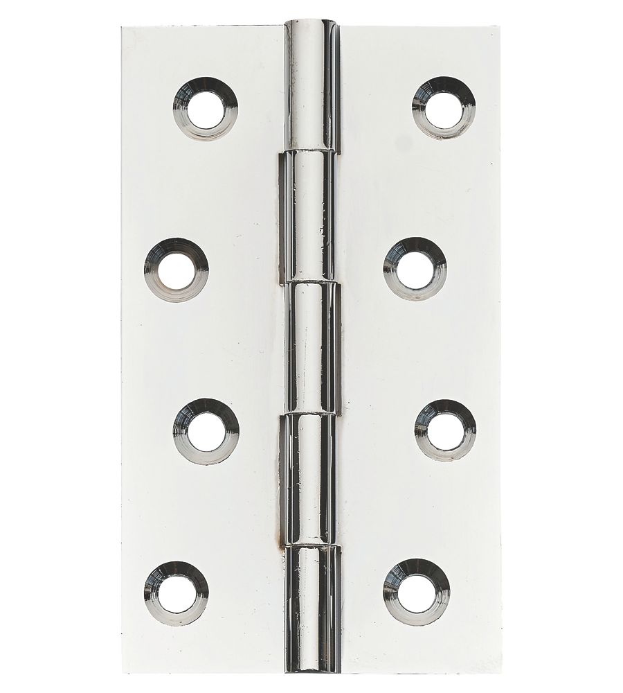 Lot de 2 charnières d'extrémité pleines en chrome poli 100 x 60mm