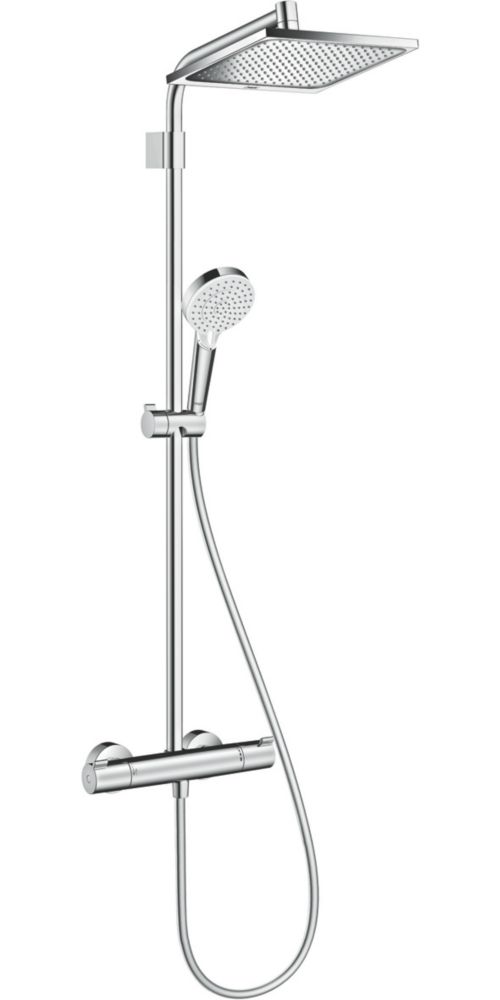 Colonne de douche thermostatique avec mitigeur thermostatique HP/Combi Flexible exposé Hansgrohe Crometta E chromé