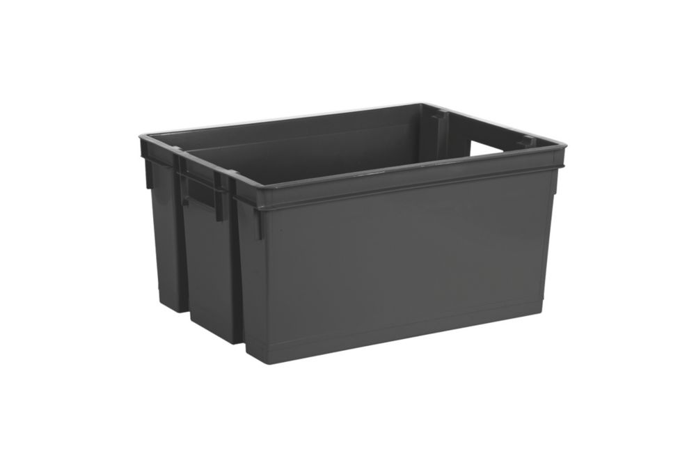 Bac de rangement 50l noir 1 pièce