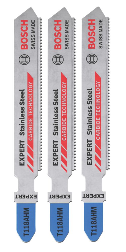 Lot de 3 lames pour scie sauteuse inox 83mm T118AHM Expert Bosch