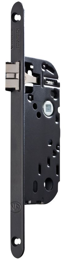 Serrure à encastrer NF VACHETTE bec de cane, axe 40 mm , réversible, noir