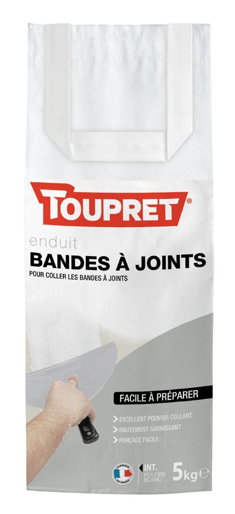 Enduit en poudre de jointement des plaques de plâtre Toupret 5kg
