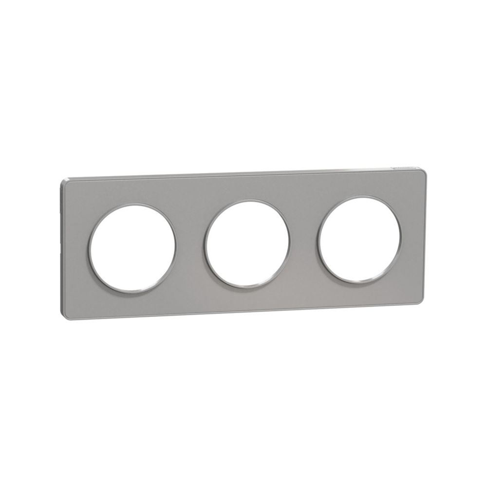 Plaque de finition 3 postes Odace Touch Aluminium Schneider