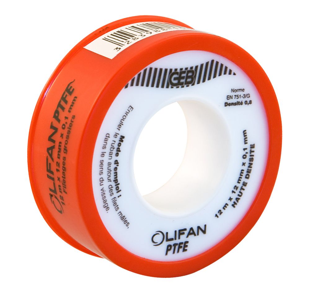 Ruban GEB PTFE haute densité 12m x 12mm, lot de 1