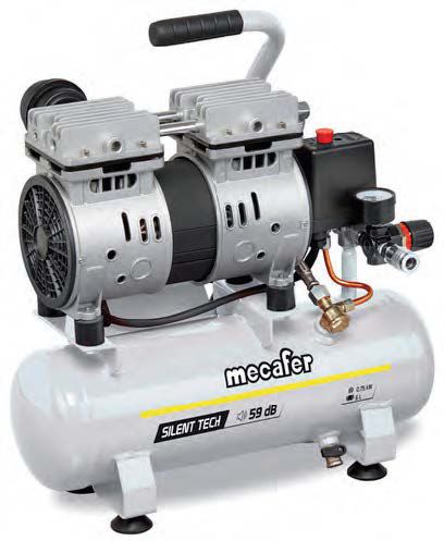 Compresseur filaire sans huile 230V Mecafer SILTECH 6L 550W