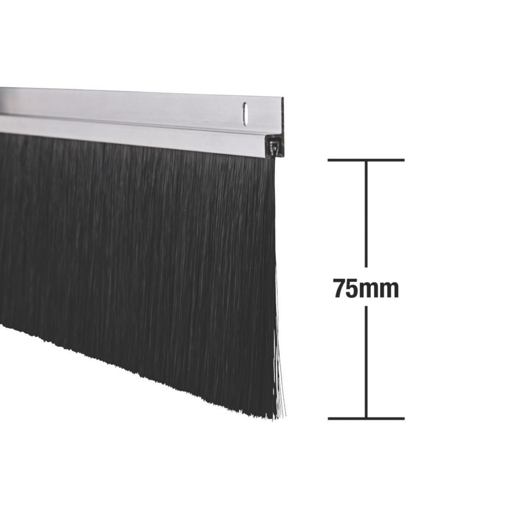 Lot de 2 joints à brosse pour portes industrielles Stormguard effet aluminium 1,25m