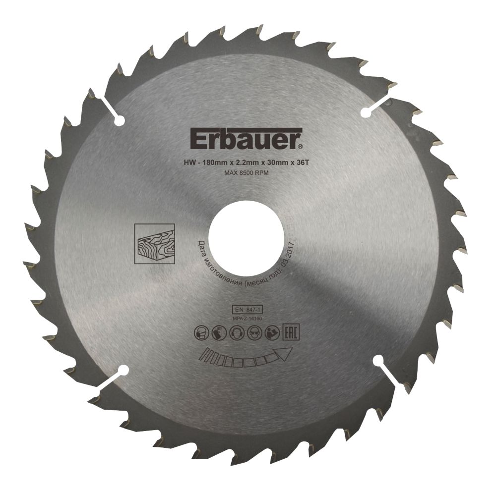 Lame de scie circulaire TCT 180 x 30mm 36 dents Erbauer