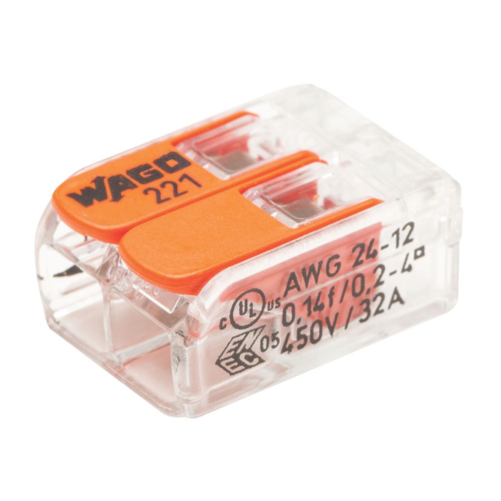 Connecteurs à levier 2 entrées Wago S221-415 32A, 100 pièces