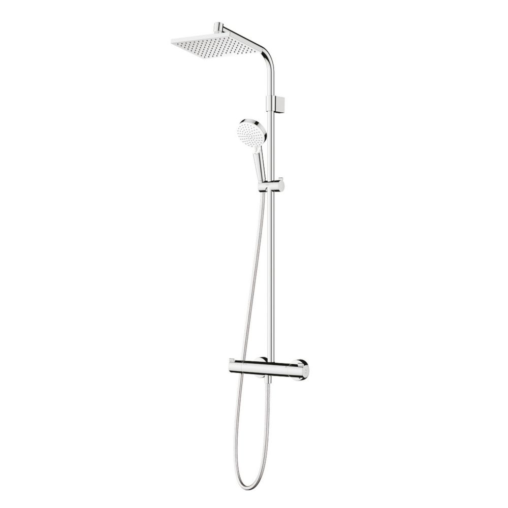 Colonne de douche thermostatique avec mitigeur thermostatique HP/Combi Flexible exposé Hansgrohe Waterforms chromé tête carrée