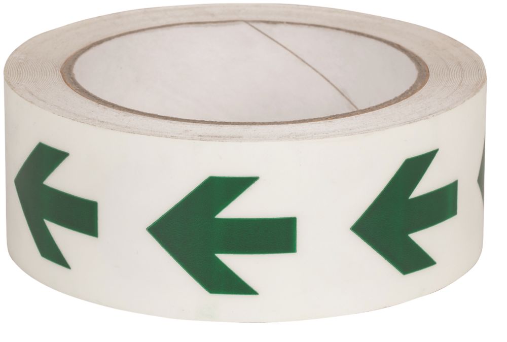 Ruban à flèche directionnelle Nite-Glo vert et blanc 10m x 40mm