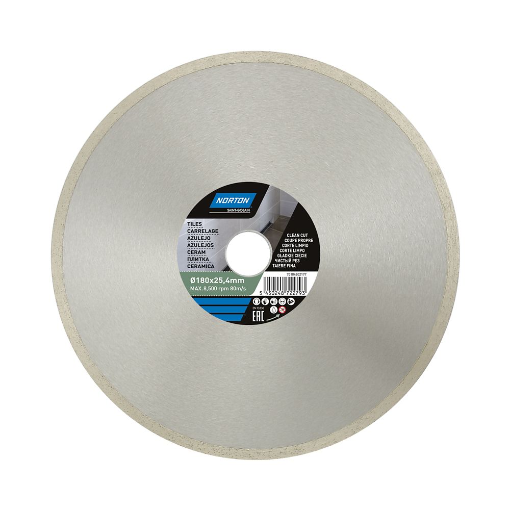 Disque diamant continu carrelage 180 x 25,4 mm Norton