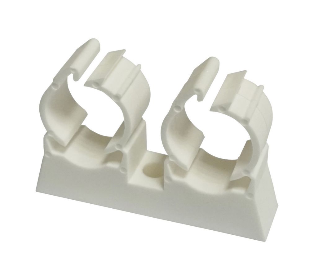 Fixation de tube double ING Fixation Tub-Ring 20mm blanc, 50 pièces