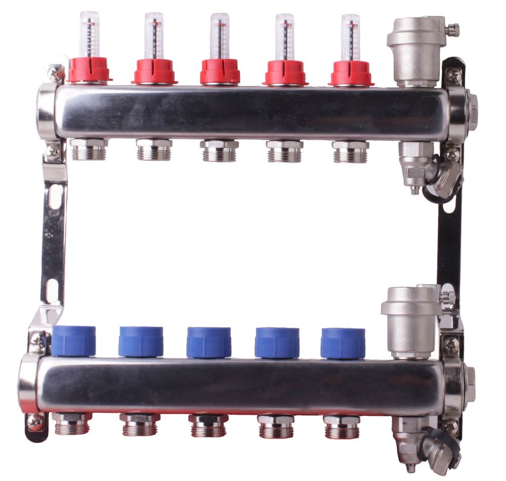 Collecteur de chauffage au sol 5 ports Somatherm en inox